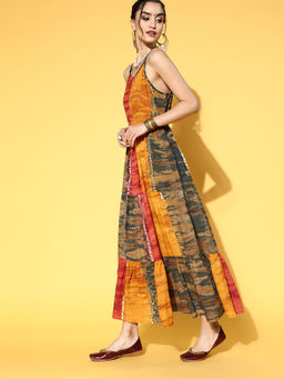 Yufta - Mustard Yellow Tie And Dye Dyed Maxi Dress