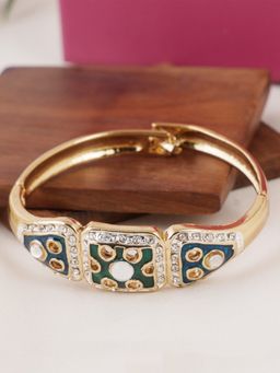 Estele - Gold Plated Floral Meenakari Designer Bracelet with Kundan for Women