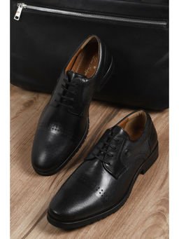 Louis Philippe - Men Black Leather Formal Lace Up Derbies Shoes