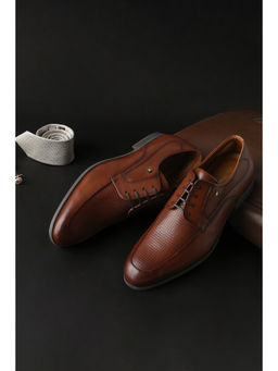 Louis Philippe - Men Tan Leather Lace Up Derbies Shoes