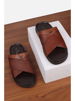 Louis Philippe - Men Brown Textured Sandals