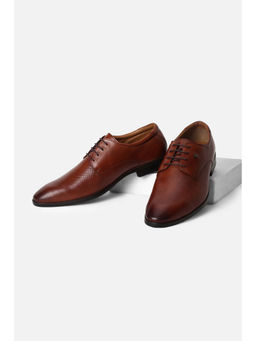 Van Heusen - Men Tan Leather Lace Up Derbies Shoes