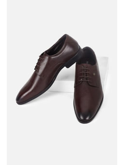 Van Heusen - Men Burgundy Leather Lace Up Derbies Shoes