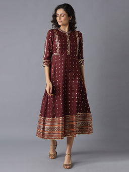 Aurelia - Maroon Print Dress