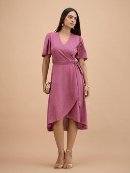 SALT Attire - Joy Mauve Midi Dress with Belt