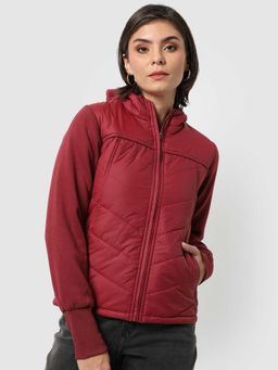 Campus Sutra - Womens Maroon Puffer Jacket