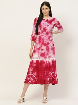 Maaesa - Purple & Pink Tie & Dyed Bobbin Dress
