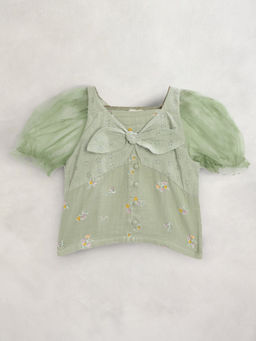 CHERRY CRUMBLE BY NITT HYMAN - Green Mint Bow Top