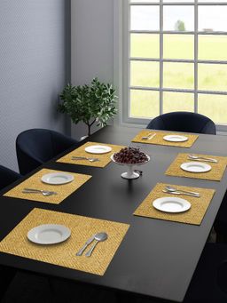 Saral Home - Unique Quality Viscose Dining Table Kitchen Placemats Pack of 6 (34 x 45 Cm Mustard)