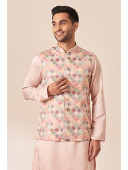 Manyavar - Beige Georgette Printed Nehru Jacket