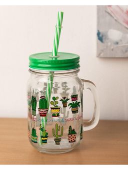 Voncasa - Mason Mug with Straw 450Ml