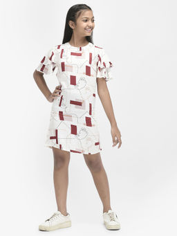 CRIMSOUNE CLUB - Girls White Printed Dress