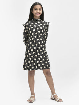 CRIMSOUNE CLUB - Girls Black Printed Dress