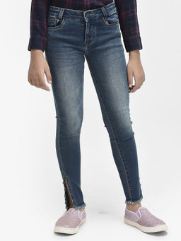 CRIMSOUNE CLUB - Girls Navy Blue Slit Jeans