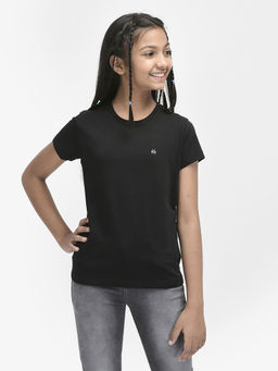CRIMSOUNE CLUB - Girls Black Cotton T-Shirt