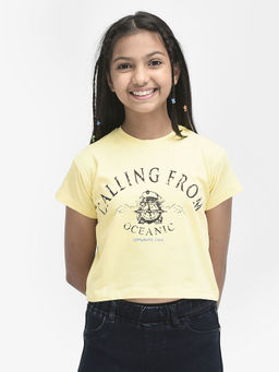CRIMSOUNE CLUB - Girls Yellow Cotton T-Shirt