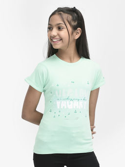 CRIMSOUNE CLUB - Girls Mint-Green Printed T-Shirt