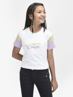 CRIMSOUNE CLUB - Girls White Cotton T-Shirt