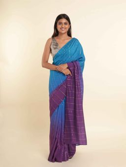 Suta - Blue Embellished Liva Saree