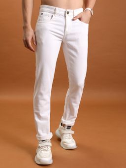 HIGHLANDER - Men Straight Fit Mid-Rise Light Shade Clean Look Stretchable Jeans