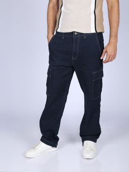 Wrangler - Men Blue Cargo Jeans Relaxed Fit