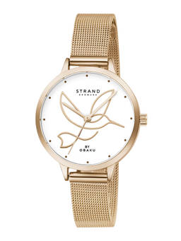 Strand by Obaku - Hummin Rose White Dial Quartz Watch For Women (S720LXVWMV)