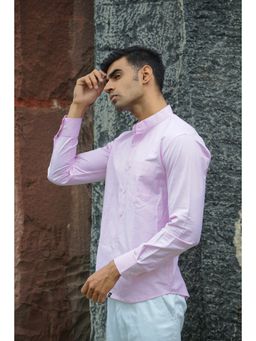 JAVINISHKA - Premium Light Pink Yarn Dyed Cotton Regular Fit Solid Shirt