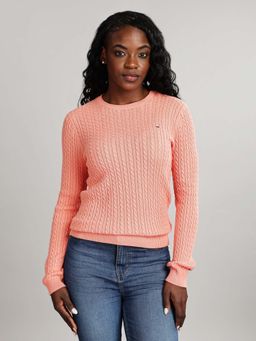 Tommy Hilfiger - Womens Peach Textured Sweater