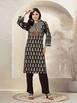 Nayam by lakshita - Women Brown Kurta and Pants (Set of 2)