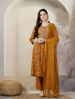 Nayam by lakshita - Women Mustard Kurta and Pants (Set of 3)