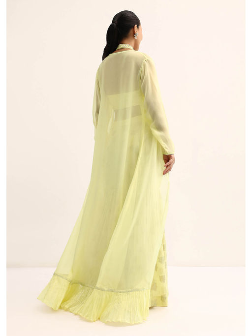 slim fit dress slacks Buy Sun Yellow Skirt, Crop Top And Jacket With 3D Flowers And Embossed  Embroidery Online main image 1