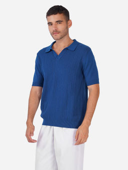 JOE Hazel - Men's Blue Knit Polo T-shirt
