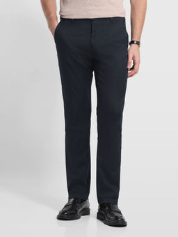 Arrow Sports - Men's Black Hudson Regular Fit Herringbone Trousers