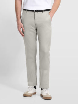 Arrow Sports - Men's Grey Hudson Regular Fit Herringbone Trousers