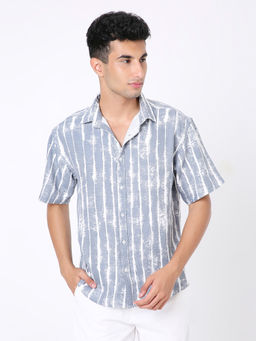 BLNK - Blue Printed Relaxed Shirt