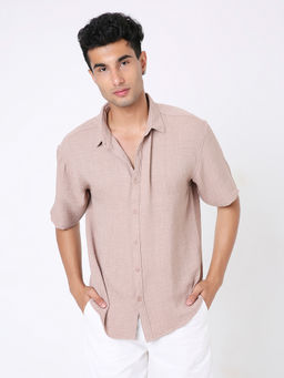 BLNK - Mauve Jacquard Structured Shirt