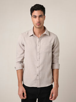 BLNK - Beige Textured Casual Shirt