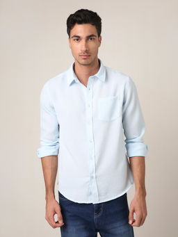 BLNK - Blue Textured Casual Shirt