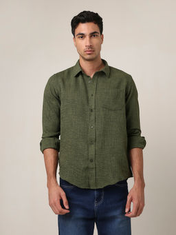 BLNK - Olive Textured Casual Shirt