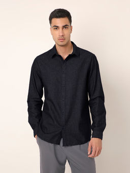 BLNK - Navy Blue Casual Denim Shirt