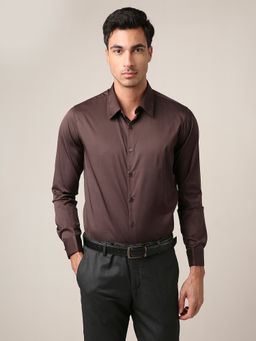 BLNK - Brown Classic Satin Formal Shirt