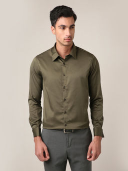 BLNK - Olive Classic Satin Formal Shirt