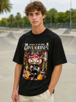 HAZUKU - Welcome To The Jungle Guns N' Roses Cartoon Graphic T-Shirt