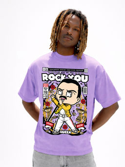 HAZUKU - Men's Lavender Graphic Print T-Shirt