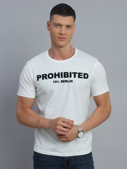 necked - Men's White Typography Round Neck T-Shirt