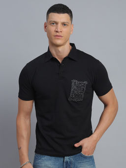 necked - Men's Black Collar Polo T-Shirt