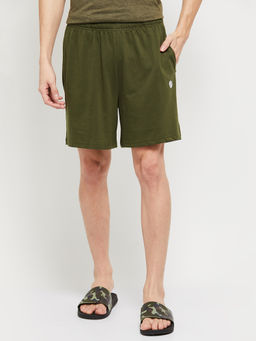 max - Men Solid Olive Shorts