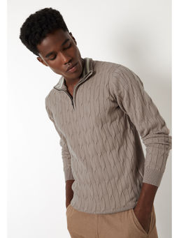max - Men Knit Textured Sweater