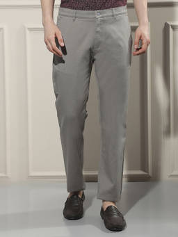CRIMSOUNE CLUB - Men's Grey Micro Textured Trousers