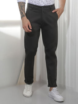 CRIMSOUNE CLUB - Men's Black Dobby Cotton Trousers